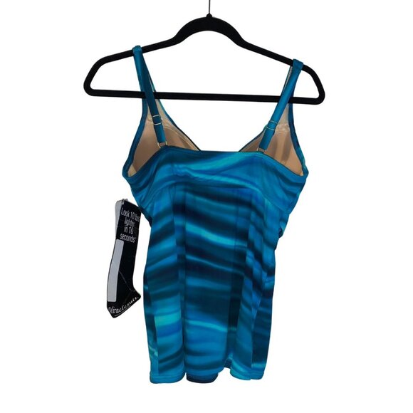 Miraclesuit Women's Draped Tankini Top Size 8 NEW Blue Slimming Vacation USA - Picture 2 of 8